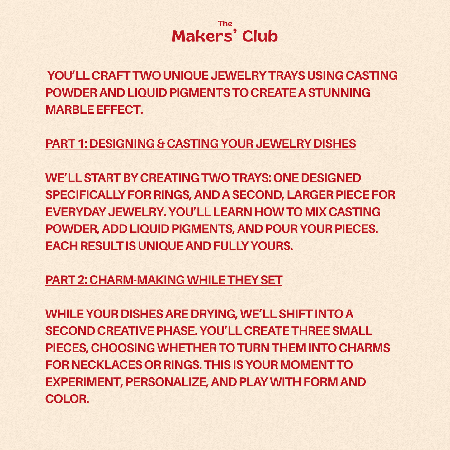 Casting Powder Jewelry Trays + Rings & Charms