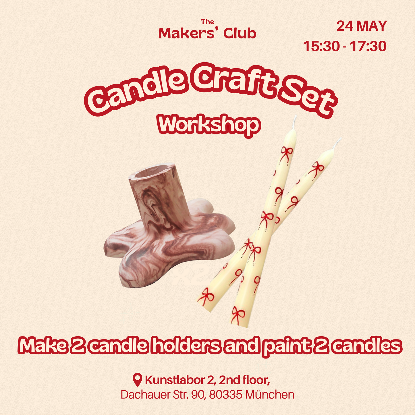 Candle Craft Set: 2 Kerzenhalter & Kerzen bemalen
